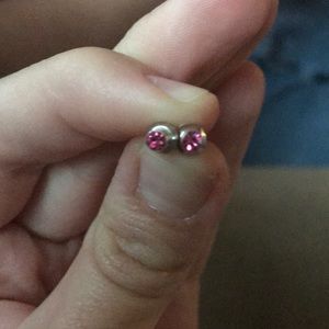 Dark Pink Gem Like Earrings